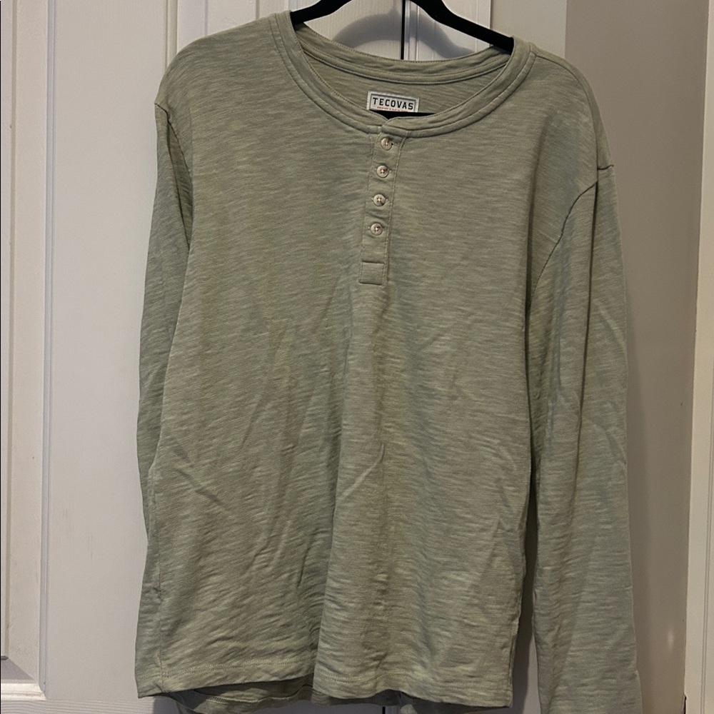 Tecovas Henley Shirt Mens Large Blue Long Sleeve Outdoors Layering Hiking